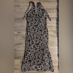 SEE YOU MONDAY Brown Floral Embroidered Wrap Dress(size L)